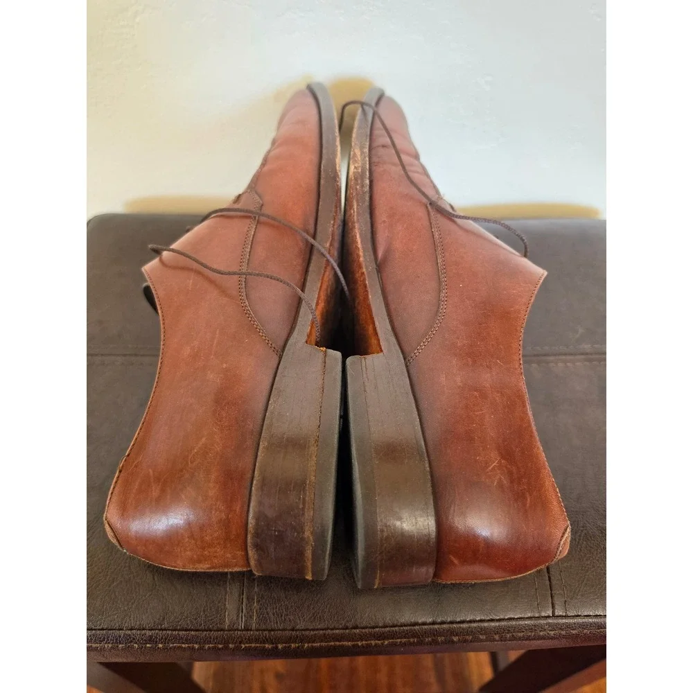 Salvatorre Ferragamo Brown Leather split/apron toe Lace Oxford Derby Shoes sz10D